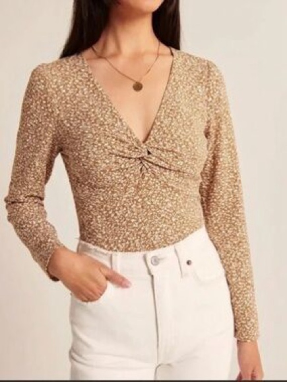 Abercrombie and Fitch Long-Sleeve Twist-Front Floral Blouse Size XS